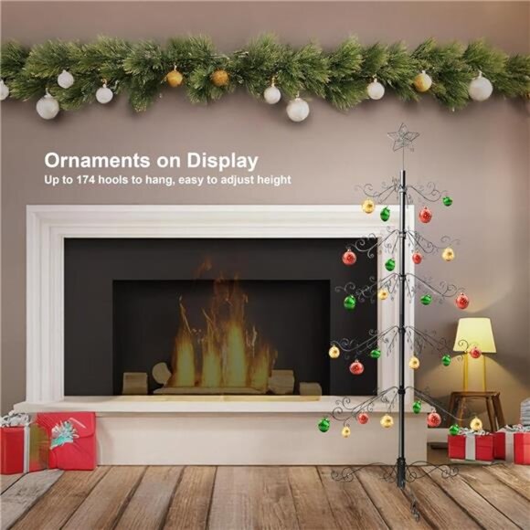 6.5 Ft Wrought Iron Christmas Tree Ornament Display Stand Metal Holder Hanger - Picture 6 of 7